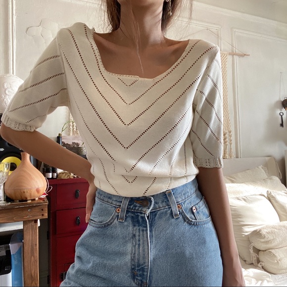 J. Crew Tops - J Crew Ivory Knitted Sweater Size S